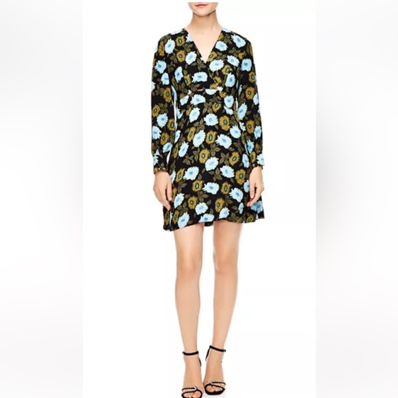 SANDRO Brut Floral Mini Long Sleeve Dress - Picture 1 of 10